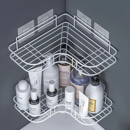 2PCs Corner Shower Caddy, No Drilling Wall Mounted, Rustproof Bathroom Shelf Organi.
