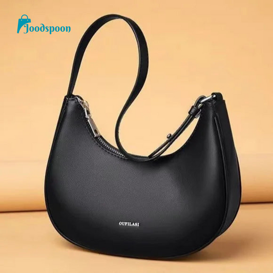 Luxury Half Moon Leather Shoulder Bag