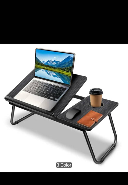 Foldable Laptop Desk – Adjustable Height & Angle Bed Table | Portable Lap Desk for Bed, Sofa & Couch | Breakfast Tray & Cup Slot, Reading & Writing Stand