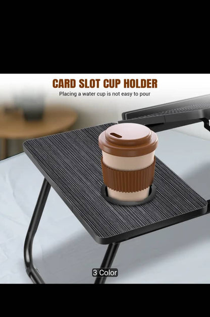 Foldable Laptop Desk – Adjustable Height & Angle Bed Table | Portable Lap Desk for Bed, Sofa & Couch | Breakfast Tray & Cup Slot, Reading & Writing Stand