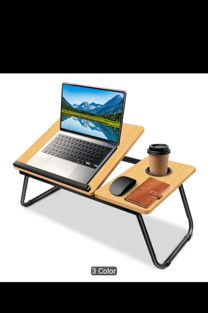 Foldable Laptop Desk – Adjustable Height & Angle Bed Table | Portable Lap Desk for Bed, Sofa & Couch | Breakfast Tray & Cup Slot, Reading & Writing Stand