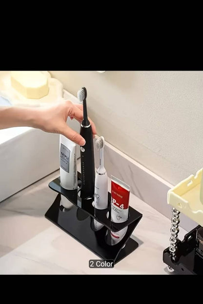 Countertop Toothbrush Holder – Multi-Functional Bathroom Organizer & Travel Toothbrush Stand | Available in White & Black