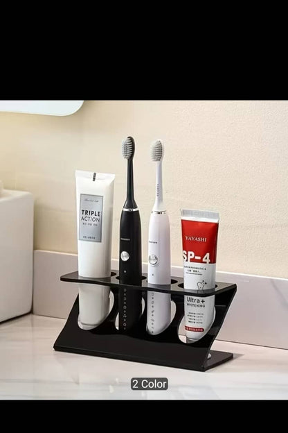 Countertop Toothbrush Holder – Multi-Functional Bathroom Organizer & Travel Toothbrush Stand | Available in White & Black