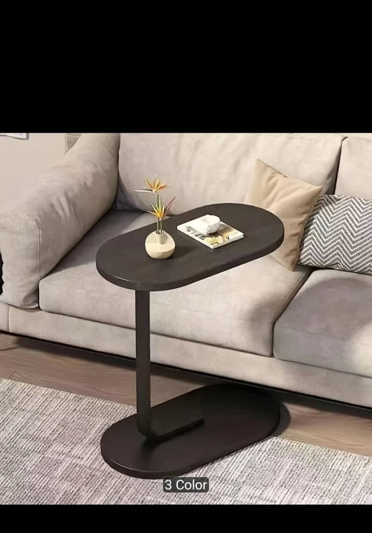 Modern C-Shaped Side Table – Sofa & Bed Laptop Tray | Waterproof MDF & Steel Frame Couch Table for Living Room & Bedroom