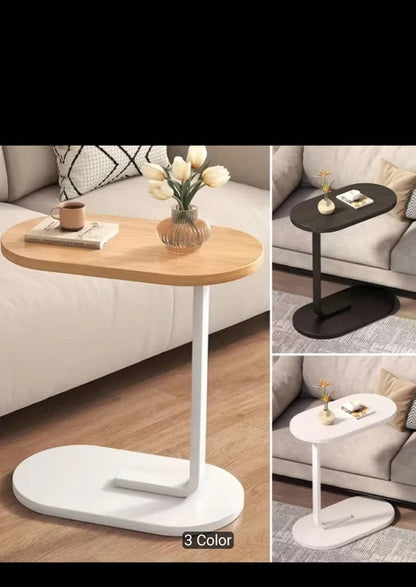 Modern C-Shaped Side Table – Sofa & Bed Laptop Tray | Waterproof MDF & Steel Frame Couch Table for Living Room & Bedroom