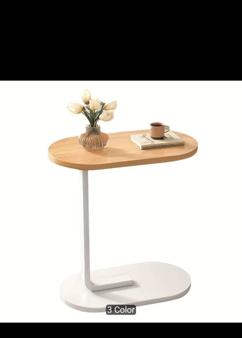 Modern C-Shaped Side Table – Sofa & Bed Laptop Tray | Waterproof MDF & Steel Frame Couch Table for Living Room & Bedroom