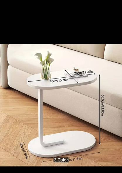 Modern C-Shaped Side Table – Sofa & Bed Laptop Tray | Waterproof MDF & Steel Frame Couch Table for Living Room & Bedroom