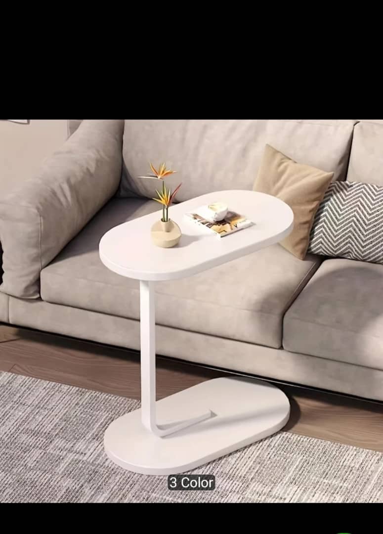 Modern C-Shaped Side Table – Sofa & Bed Laptop Tray | Waterproof MDF & Steel Frame Couch Table for Living Room & Bedroom