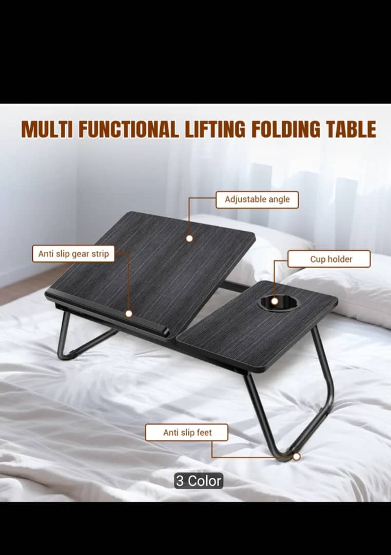 Foldable Laptop Desk – Adjustable Height & Angle Bed Table | Portable Lap Desk for Bed, Sofa & Couch | Breakfast Tray & Cup Slot, Reading & Writing Stand
