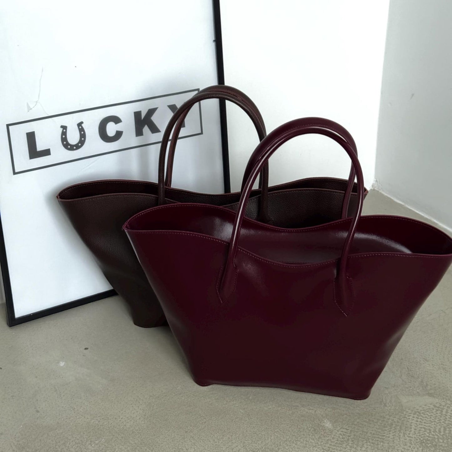 Burgundy Tote Bag, Large Eco Leather Shoulder Shopper.