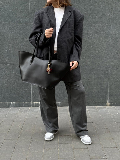 Burgundy Tote Bag, Large Eco Leather Shoulder Shopper.