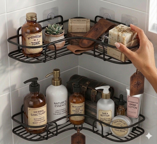 2PCs Corner Shower Caddy, No Drilling Wall Mounted, Rustproof Bathroom Shelf Organi.