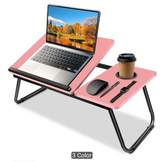 Foldable Laptop Desk – Adjustable Height & Angle Bed Table | Portable Lap Desk for Bed, Sofa & Couch | Breakfast Tray & Cup Slot, Reading & Writing Stand
